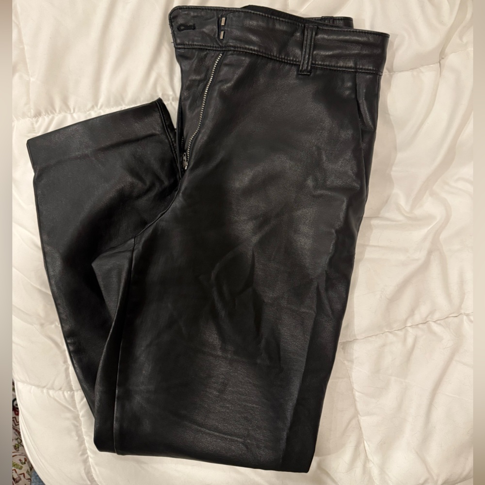 Babaton Black Leather-Style Trousers